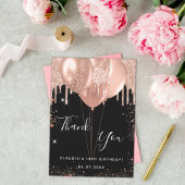 誕生日ブラックバラ金ゴールドバルーンサンキューカード 招待状