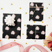 誕生日ブラックバラ金ゴールドバルーン ラッピングペーパーシート