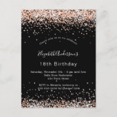 誕生日ブラックバラ金ゴールドパーティの招待状 ポストカード (正面)