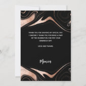 誕生日ブラックバラ金ゴールド写真サンキューカード 招待状 (裏面)