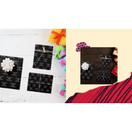 誕生日ブラックバラ金ゴールド名スクリプトのミニマル ラッピングペーパーシート