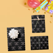 誕生日ブラックバラ金ゴールド名スクリプトのミニマル ラッピングペーパーシート