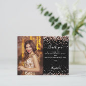 誕生日ブラックバラ金ゴールド感謝してい写真 ポストカード (スタンド正面)