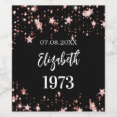 誕生日ブラックバラ金ゴールド星 ワインラベル (シングルラベル)