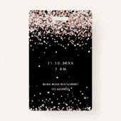 誕生日ブラックバラ金ゴールド赤面グリッターvip バッジ (裏面)