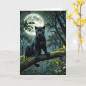 誕生日ブラックパンサー月明かりの中 カード (黄色い花)