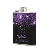 誕生日ブラックパープルグリッターの最高の友達 フラスク (左)