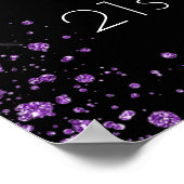 誕生日ブラックパープルグリッターウェルカムバルーン ポスター (角)