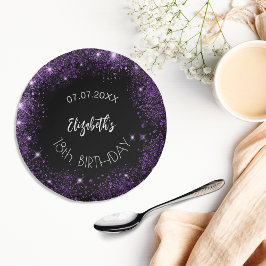 誕生日ブラックパープルグリッターガールネーム ペーパーボウル