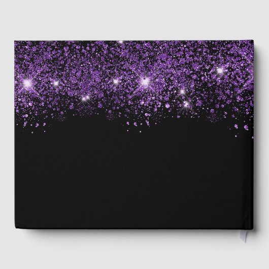 誕生日ブラックパープルグリッターダストモノグラム名 ゲストブック (裏面)