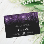 誕生日ブラックパープルグリッターダストモノグラム名 ゲストブック