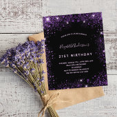 誕生日ブラックパープルグリッター予算の招待 チラシ