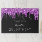 誕生日ブラックパープルグリッター名紙ランチョンマット ペーパーパッド (インサイチュ)