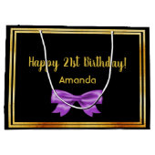 誕生日ブラックパープルボウ名 ラージペーパーバッグ (裏面)