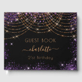 誕生日ブラックパープル金ゴールドグリッターダスト名 ゲストブック (正面)