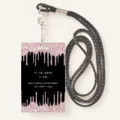 誕生日ブラックピンクグリッタードリップvip招待 バッジ (裏面ランヤード)