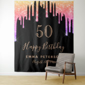 誕生日ブラックピンク金ゴールドグリッター乾燥 タペストリー (インサイチュ)
