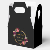 誕生日ブラックブルゴーニュ花模様金ゴールド幾何学的 フェイバーボックス (オープン)