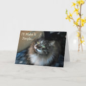 誕生日ブラックメール猫誕生日カード カード (黄色い花)