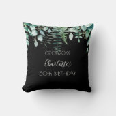誕生日ブラックユーカリの緑の林名 クッション (正面)