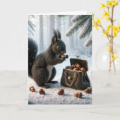 誕生日ブラックリス救リスの財布の中のどんぐり カード (黄色い花)