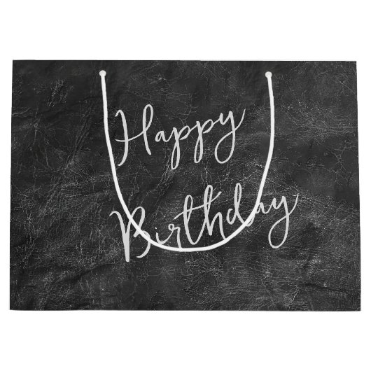 誕生日ブラックレザー抽象芸術 ラージペーパーバッグ (正面)