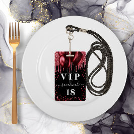 誕生日ブラックレッドバルーングリッターvip バッジ