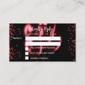 誕生日ブラックレッドバルーンパーティーRSVP エンクロージャーカード (正面)