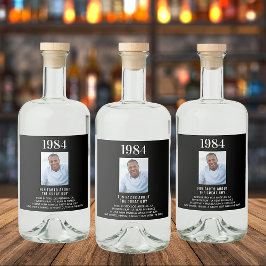 誕生日ブラック写真おもしろいファクトbio year誕生 リキュールボトルラベル