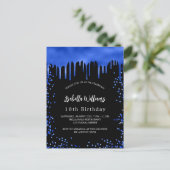 誕生日ブラック王室のブルードリップ インビテーションポストカード (スタンド正面)