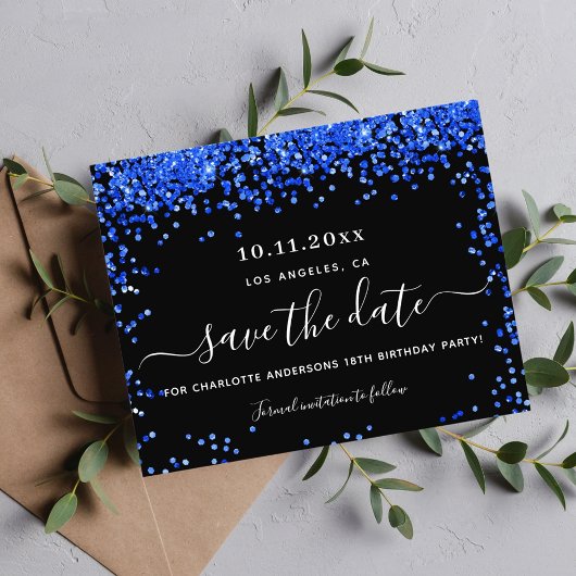 誕生日ブラック王室の・ブルー・バジェットで日付を保存 チラシ