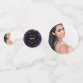 誕生日ブラック紫グリッター写真 コンフェッティ (正面)