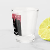 誕生日ブラック赤グリッタードライブ名 ショットグラス (右)