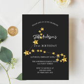 誕生日ブラック金ゴールドうめっせ星座 招待状