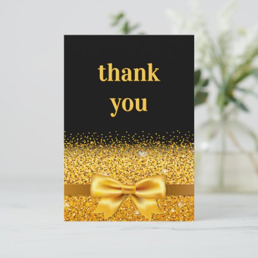 誕生日ブラック金ゴールドの輝く豪華エレガントさ サンキューカード (スタンド正面)