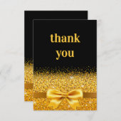 誕生日ブラック金ゴールドの輝く豪華エレガントさ サンキューカード (正面/裏面)
