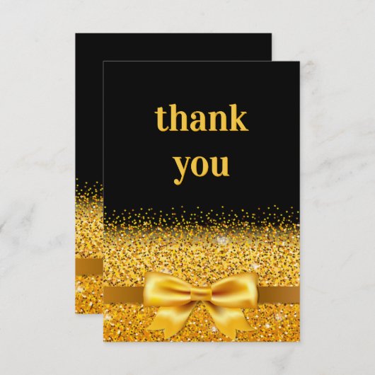 誕生日ブラック金ゴールドの輝く豪華エレガントさ サンキューカード (正面/裏面)