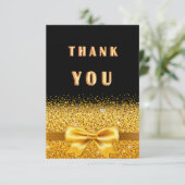 誕生日ブラック金ゴールドは豪華エレガントに輝く サンキューカード (スタンド正面)