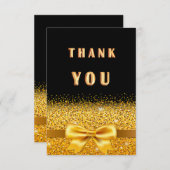 誕生日ブラック金ゴールドは豪華エレガントに輝く サンキューカード (正面/裏面)