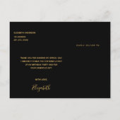 誕生日ブラック金ゴールドアートデコサンキュー ポストカード (裏面)