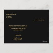 誕生日ブラック金ゴールドアートデコサンキュー ポストカード (裏面)