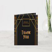 誕生日ブラック金ゴールドアートdeco写真ありがとう サンキューカード (正面)