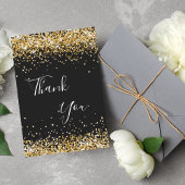 誕生日ブラック金ゴールドグリッターサンキューカード サンキューカード