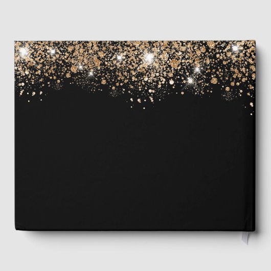 誕生日ブラック金ゴールドグリッタースパークル名 ゲストブック (裏面)