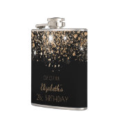 誕生日ブラック金ゴールドグリッターダストフレンド フラスク (左)
