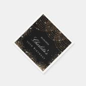 誕生日ブラック金ゴールドグリッターダスト名エレガントglam スタンダードカクテルナプキン (角)