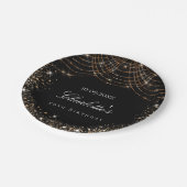 誕生日ブラック金ゴールドグリッターダスト名エレガントglam ペーパープレート (アングル)
