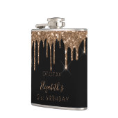 誕生日ブラック金ゴールドグリッタードライブ名 フラスク (左)