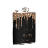 誕生日ブラック金ゴールドグリッタードライブ名 フラスク (右)