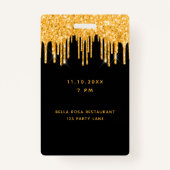 誕生日ブラック金ゴールドグリッタードリップモノグラムvip バッジ (裏面)